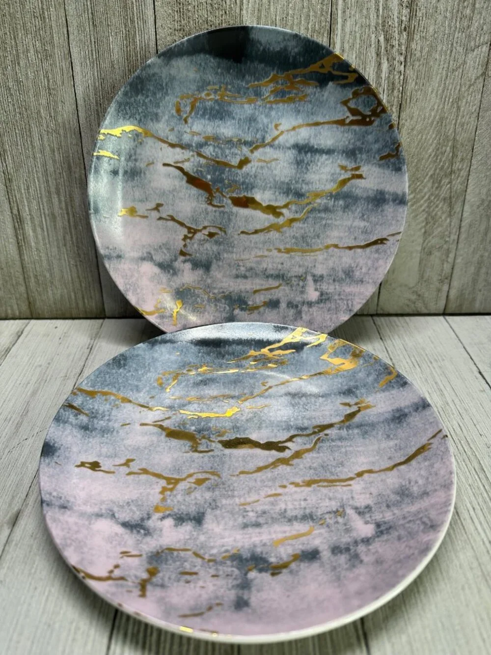 Vintage American Atelier Salad Plate Marble Design Porcelain 7.5'' - Set of 2